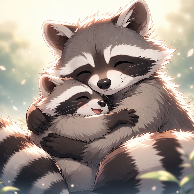 a raccoon holding a glowing lantern in the dark