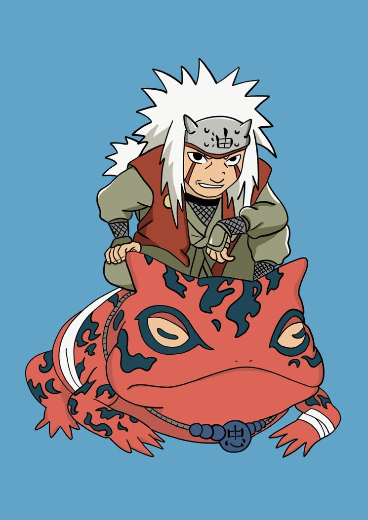 My drawing of Jiraiya from Naruto, riding a giant orange toad