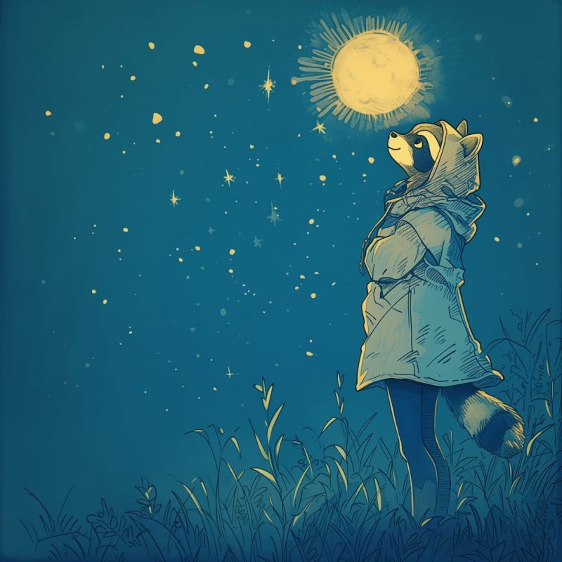racoon star-gazing image