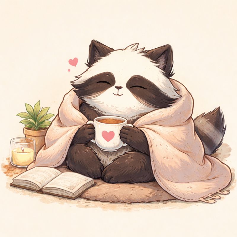 a raccoon resting peacefully outside