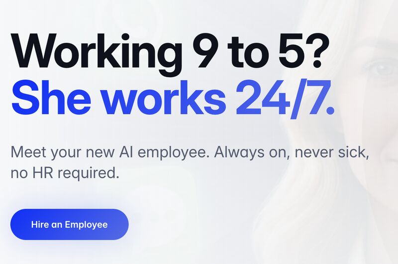 Screenshot of a social post criticising an AI employee advert that says no HR is required